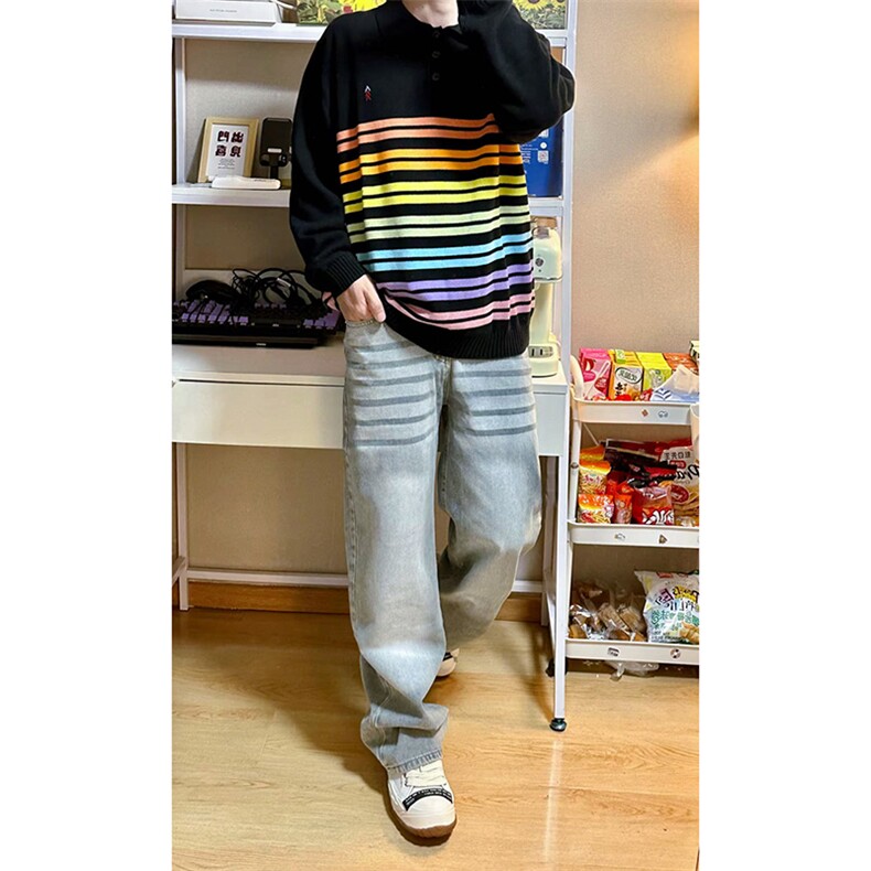 B221美式ins高街暗黑重工艺宽松直筒牛仔裤LK23125-P65控88,男装牛仔裤,电商B221