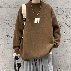 半高领毛衣男大码胖子针织衫毛线衣 M18436-P45 加绒款-P65图片