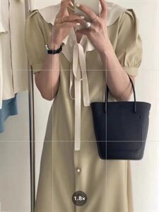 【浪漫茶歇裙】夏季新款 领口荷叶包法式茶歇连衣裙，女装连衣裙，Waves smile