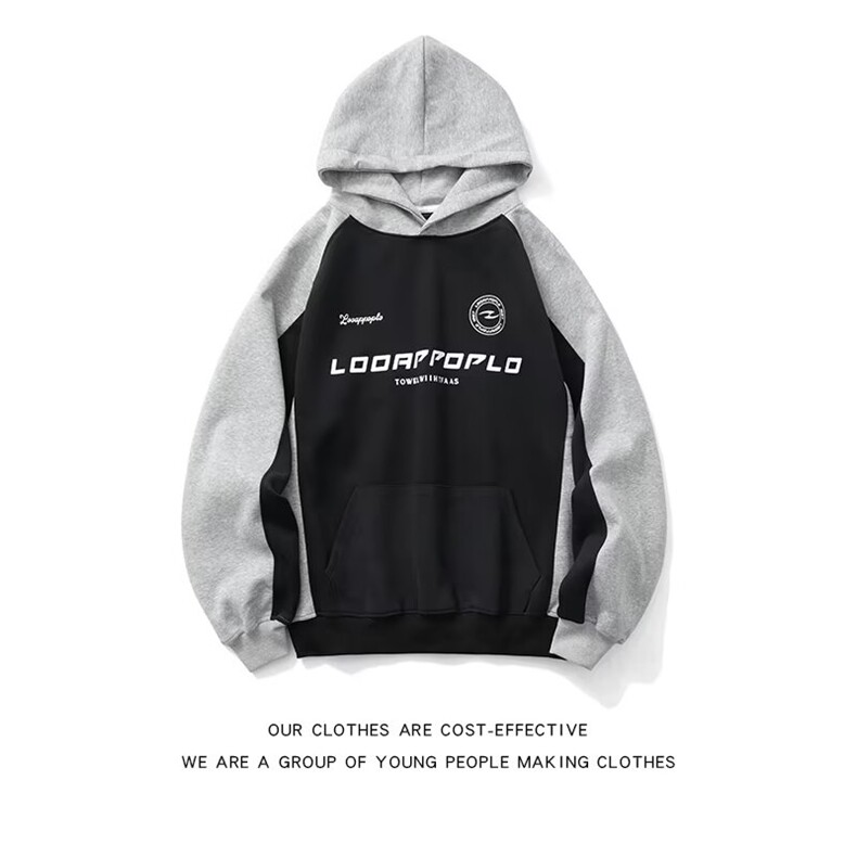 秋款男连帽卫衣字母印花撞色休闲外套WY25 P45图片