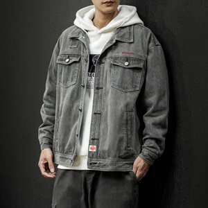 秋季日系复古牛仔外套男潮牌宽松夹克潮流上衣DF64T图片
