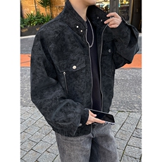 春季抖音得物品质扎染PU皮衣夹克外套男6156-TP53(金属拉链），男装夹克，星座207