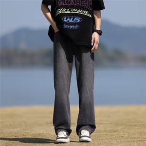 长裤美式高街vibe水洗牛仔裤烟灰色水洗做旧牛仔裤NK8076-P48图片
