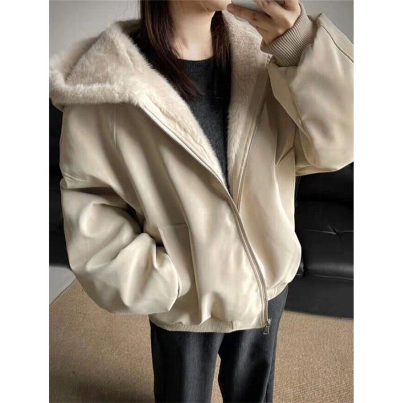 复古座山雕PU皮毛领情侣棉服男冬季款棉衣外套版棉袄 M6047图片