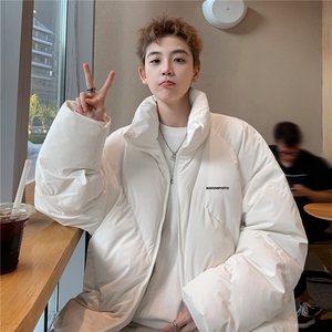 港风新秋装宽松立领棉服外套男女情侣装羽绒棉衣面包服图片