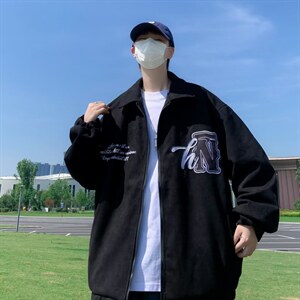 美式复古高街刺绣鹿皮绒棒球服男街头痞帅ins潮全刺绣W1145P75图片