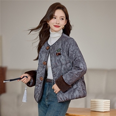 现货2025年冬季时尚新中式提花石墨烯绒棉棉衣，女装棉衣/棉服，依恋蒂丝