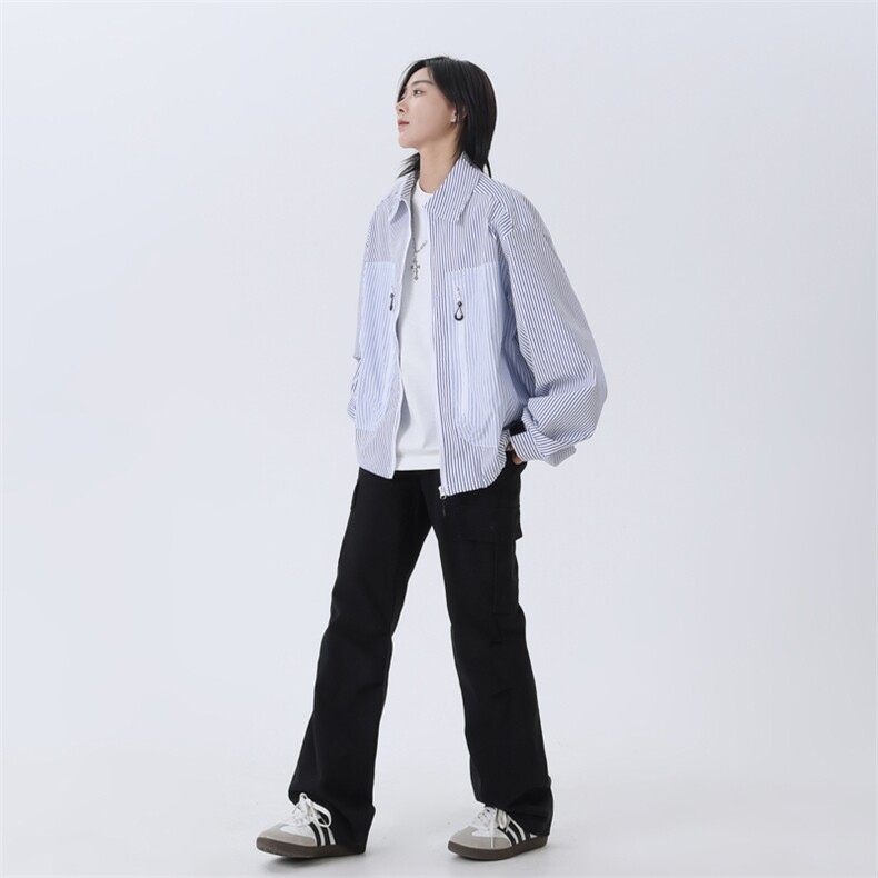 长袖衬衫日系港风ins宽松衬衣男生夏季休防晒衣C018-P48,男装Polo衫,星座308B-2