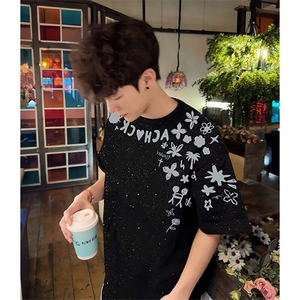 万针全刺绣工艺抖音得物高品质260克重磅纯棉双纱美式高街短袖T恤图片