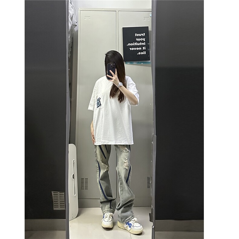 B221 美式ins高街小众个性男女破洞牛仔裤 LK23001-P65 控88图片