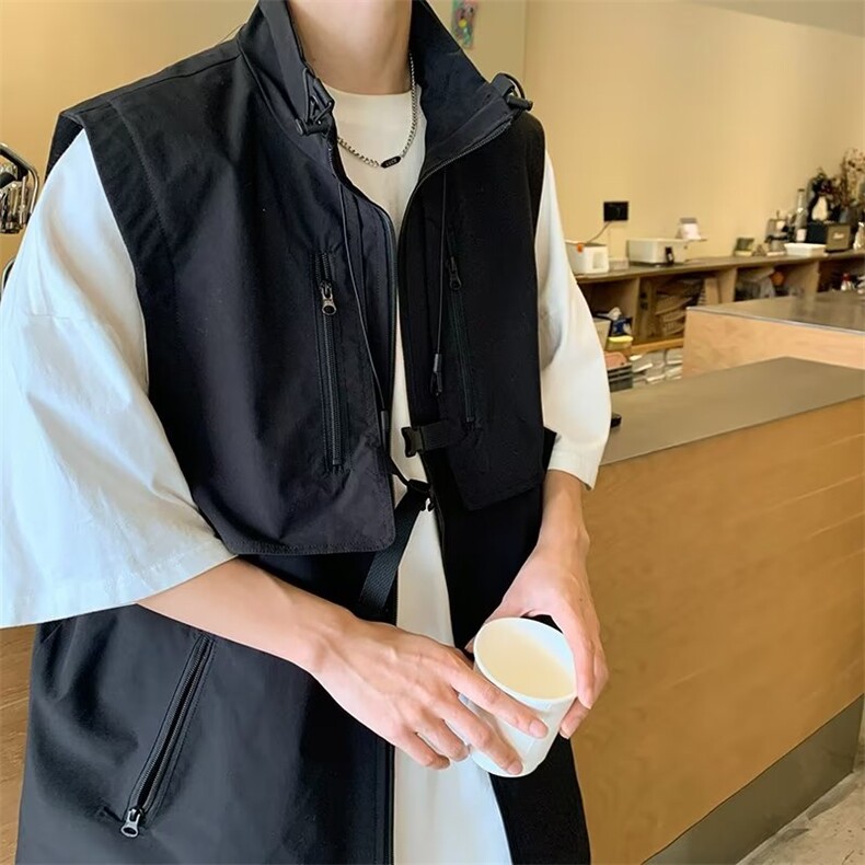 马甲男标准夏季百搭新款日系原宿单排扣机能外套M2024P48,男装背心/马甲,星座1116-2