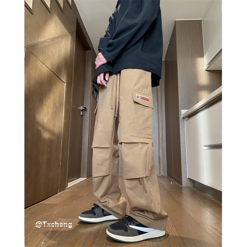 抖音品质春季新款宽松大口袋印花工装裤B315-K24021-p55控78,男装休闲裤,电商B315