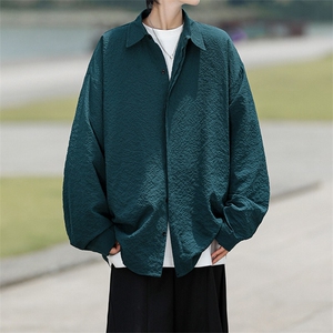 8XL-M泡泡纱盐缩肌理长袖衬衫男夏季冰丝外套防晒衬衣CS29007P40图片