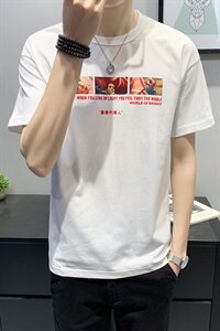 2021夏装店主风印花纯棉T恤男短袖圆领宽松t恤B248-NS9044-P35图片