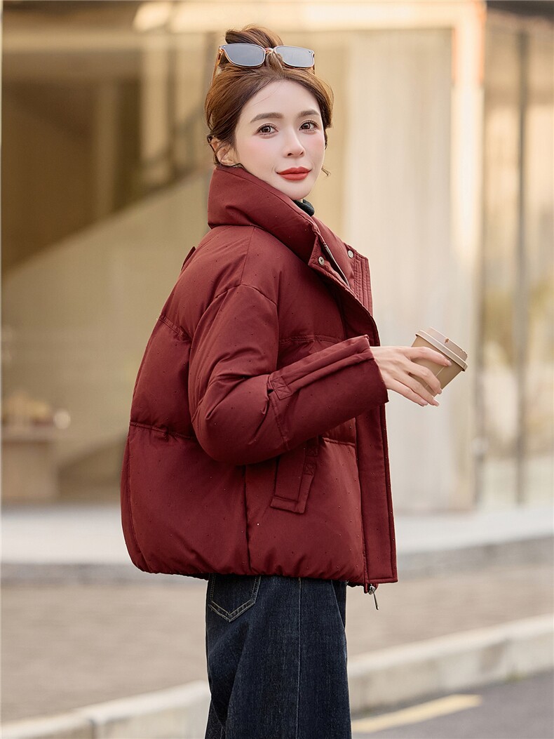 时尚烫钻立领白鸭绒羽绒服女2025冬新款加厚保暖,女装羽绒服,余墨