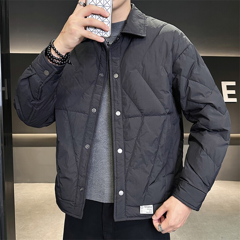 标90白鸭绒店主风衬衫领时尚休闲轻薄羽绒服外套YR23801-P215,男装衬衫,电商A413