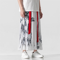 夏季风汉服古风仙气一片式裙裤中性百褶马面裙情侣K239/P75，男装民族服装，电商A221A