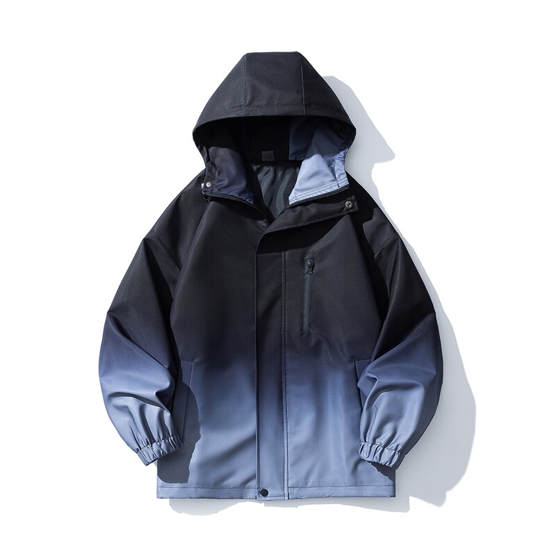 平铺山系防水冲锋衣渐变色夹克男：聚酯纤维JK77088P85控128,男装夹克,星座226-1