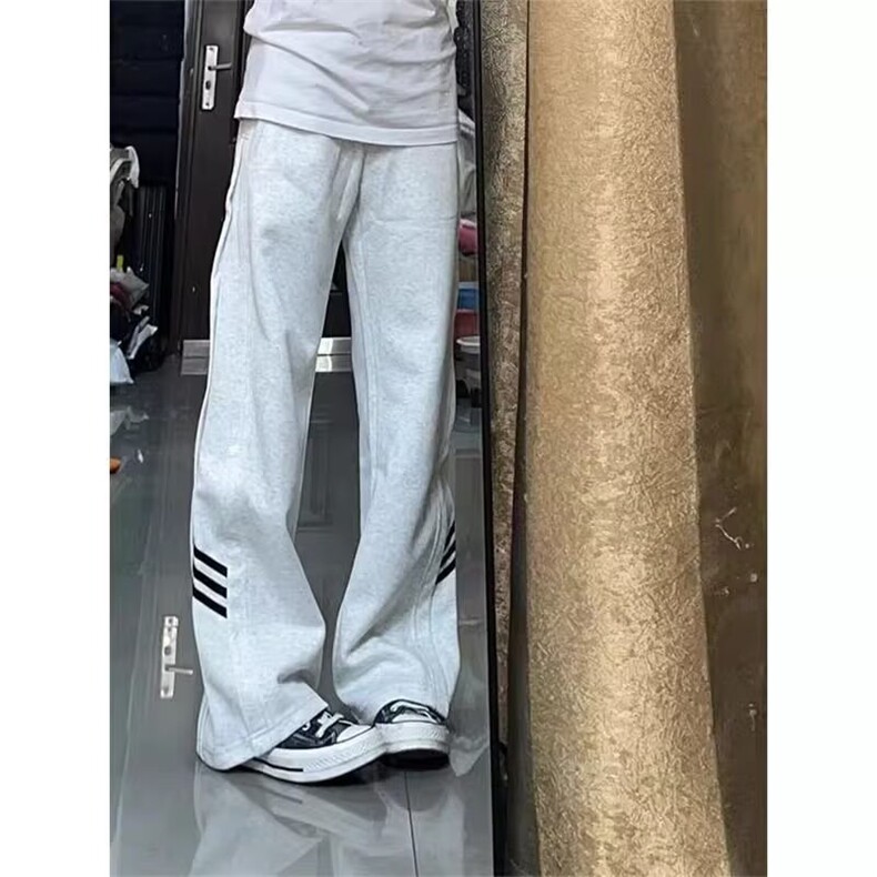 百搭新款气质美式宽松百搭条纹运动休闲长裤慵懒ins潮流无品牌,女装休闲裤,星座1210-1