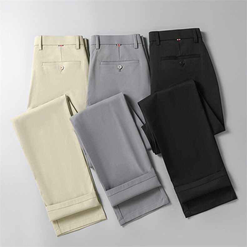 【抖音】夏季三防冰丝微弹力面料直筒裤休闲西裤K1022-29元，男装西裤，星座1706