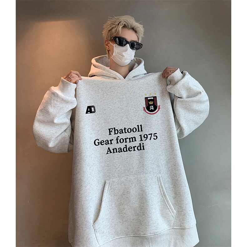 抖音得物供货提供视频秋冬重磅美式宽松织带连帽卫衣0450,男装卫衣,电商A486