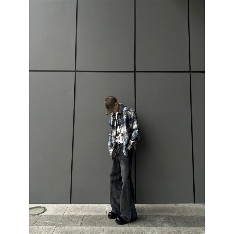 【有货】cleanfit扎染格子衬衫男设计感高级感衬衣C3002LL-特P50,男装衬衫,星座1007（原301D）