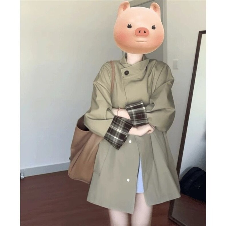 【原版做法】早秋卡其色风衣外套女2025春秋新款中长款小个子大衣,男装风衣,星座1210-1