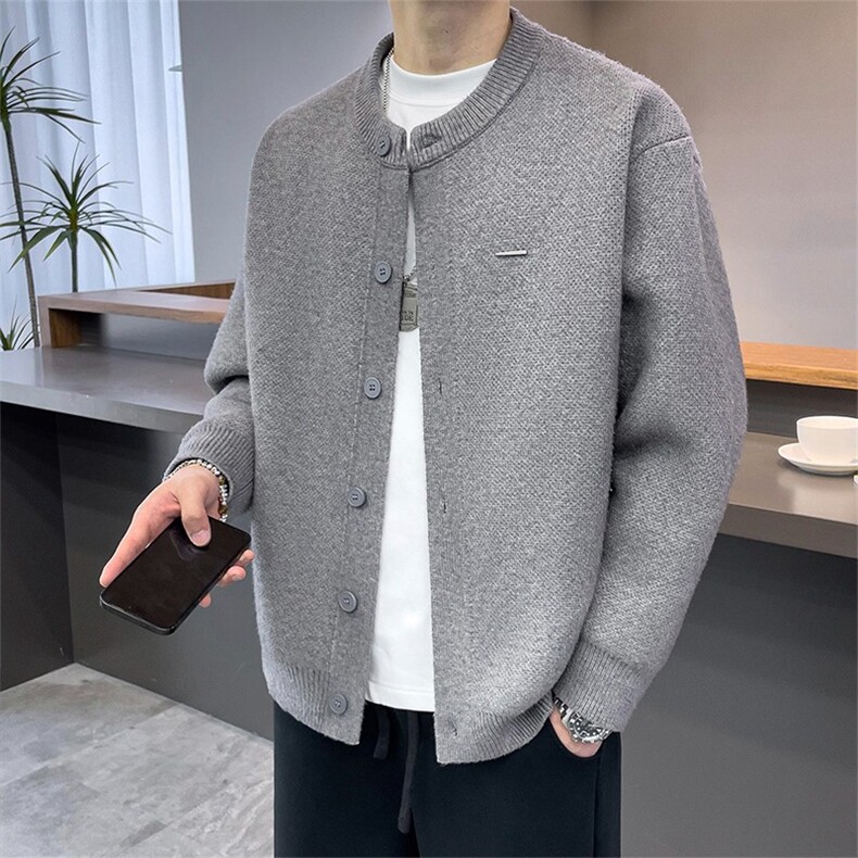 W10732-P53 网图现货 秋冬季新品潮流高克重开衫针织毛衣休闲外套图片
