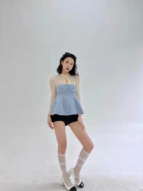 灰蓝色手工编织肩带吊带背心，女装背心吊带，HE