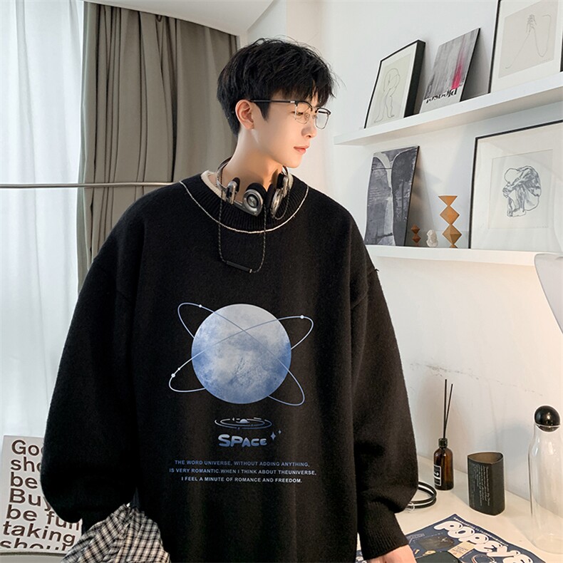 控78 假两件毛衣男大码加绒针织衫男毛线衣M80241-P55  加绒P70图片