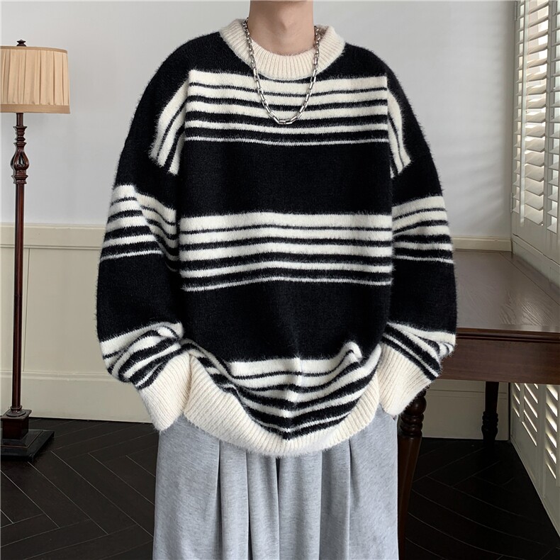 男士圆领条纹针织毛衣A367M2342P55控78,男装针织衫/毛衣,电商A367