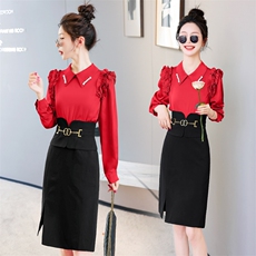 2024春季时尚简约大方气质优雅收腰显瘦休闲修身百搭潮流两件套，女装套装/套裙，时尚俏佳人