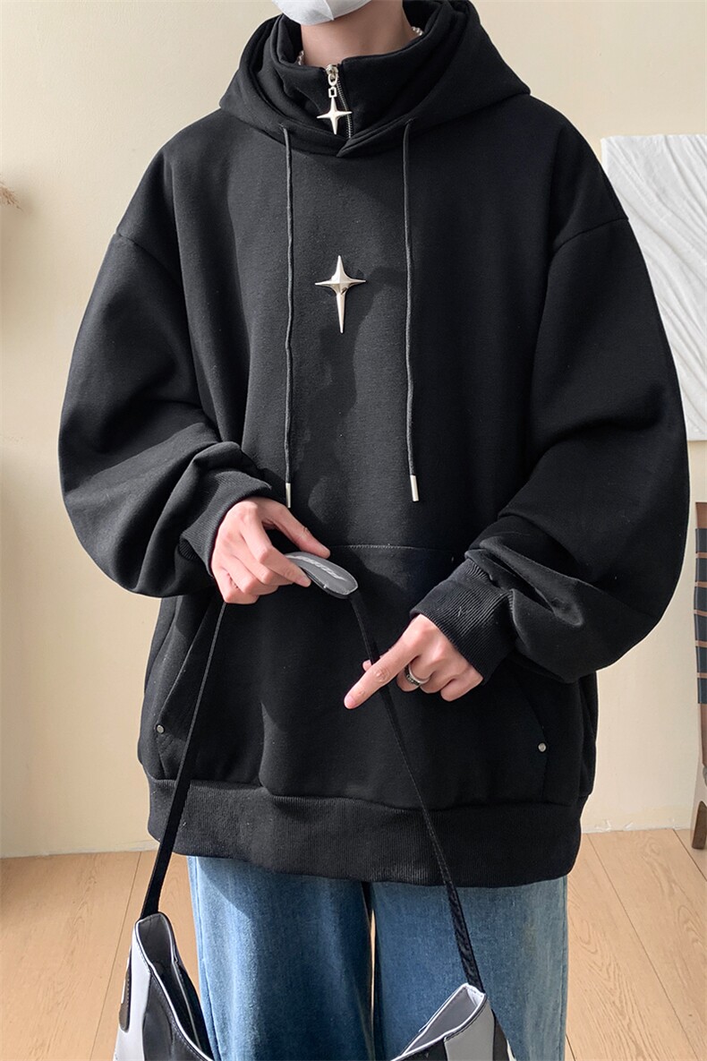 复合牛奶丝假两件加厚连帽卫衣半拉链外套CP42-特P:40控价:88,男装卫衣,电商B371