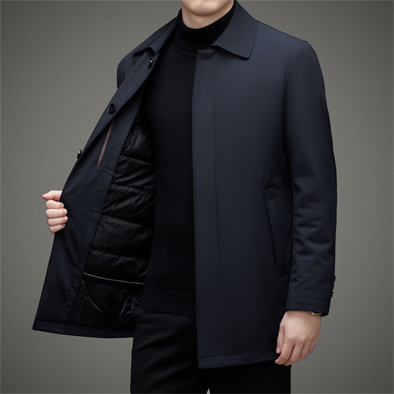 男士翻领加厚保暖羽绒服冬季新款中年獭兔内胆白鹅绒男装休闲外套图片