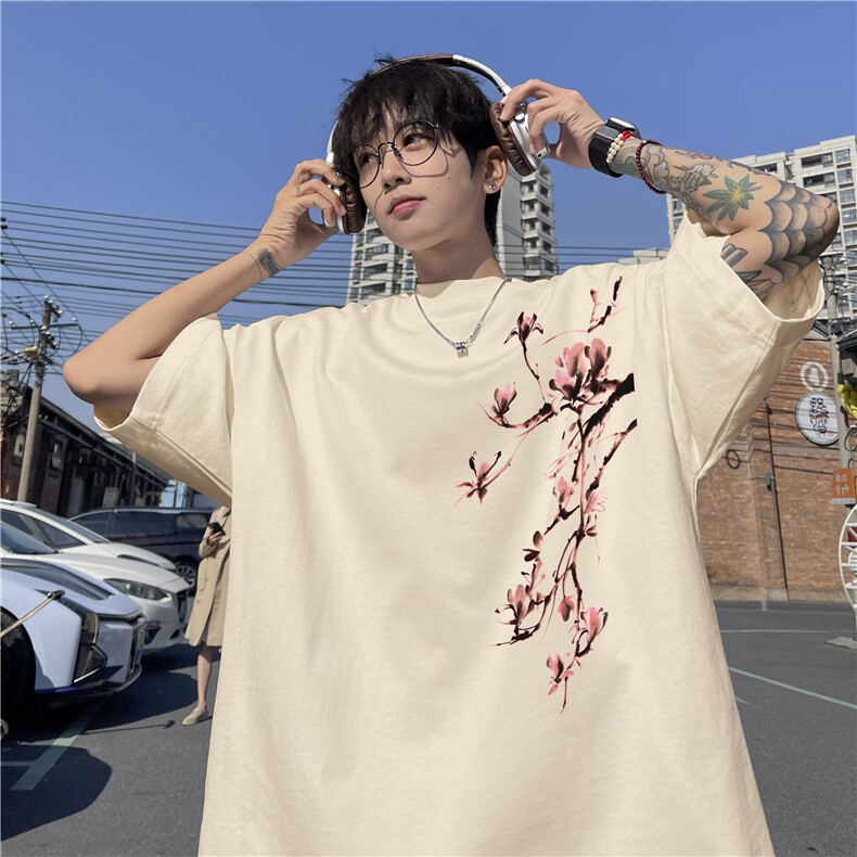 抖音品质直播得物风新中式印花短袖T恤dcm296-特批20控38,男装T恤,星座605(原A050)
