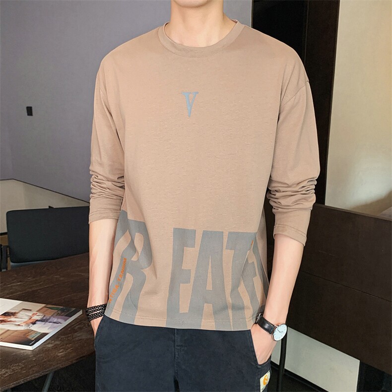 2021春秋季男士长袖t恤韩版潮流纯棉圆领打底上衣服男装DS920TP25,男装T恤,电商A102