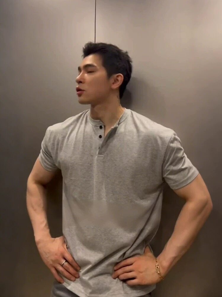 XZ809A/PPVV05/P35/控48抖音品质情侣亨利杉T恤,男装T恤,星座809A(原222-1)