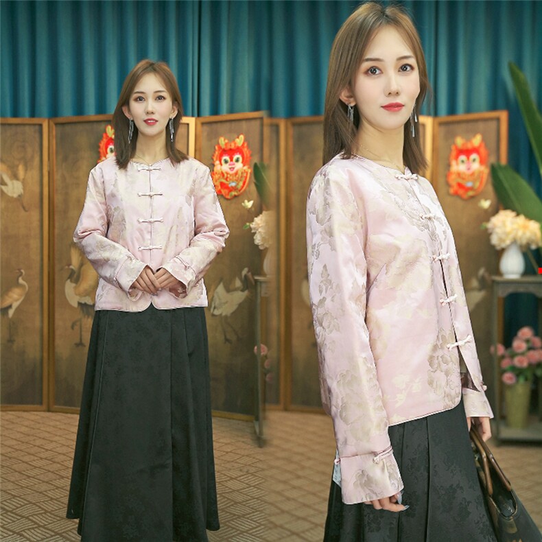 现货2024春季新款简约刺绣盘扣衬衫新中式穿搭上衣B06，女装衬衫，非你不可新中式