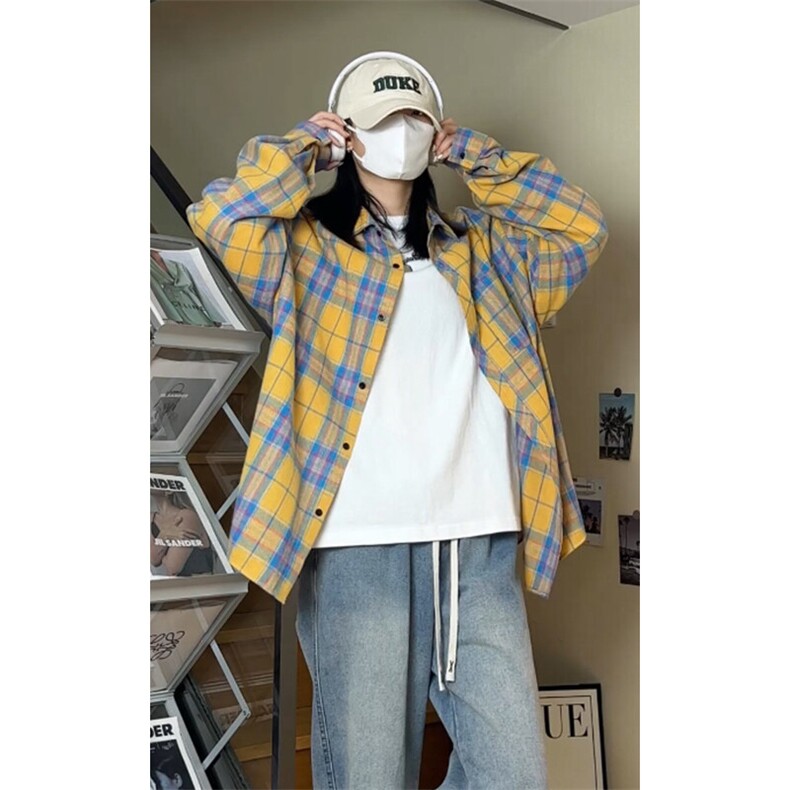 韩版潮流复古格子大码翻领长袖衬衫内搭外套C2208-P28【特价】,男装衬衫,电商A007