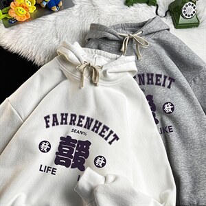 WY2256-P35 加绒款-P40 纯棉连帽卫衣男大码运动帽衫宽松薄图片