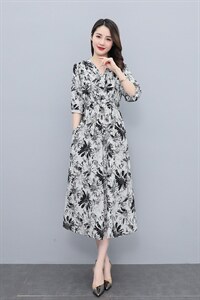 连衣裙女2022夏新款法式V领显瘦薄款雪纺长裙图片