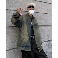 复古蓝牛仔外套男士春秋季痞帅炸街水洗做旧上衣男夹克J3341-P70，男装工装外套，星座302B-3