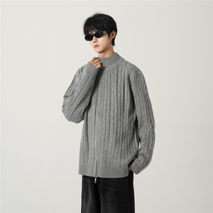 2025 绞花开衫高领毛衣针织长袖百搭外套*AW16215*图片