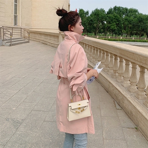 高级感超好看粉色风衣外套女春秋2025年新款小个子中长款少女大衣图片