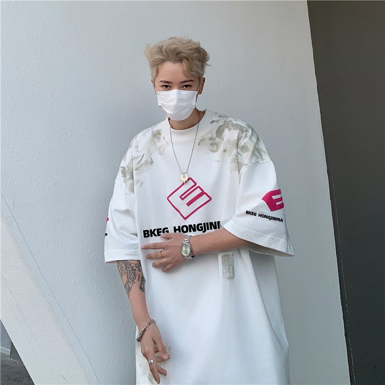 DXX7-P48美式潮牌新款废土风做脏做旧短袖夏季hiphop街头复古T恤,男装T恤,星座603-2