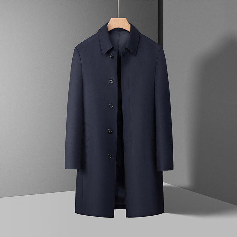 XL-N88211秋冬新款男士风衣翻领商务领导服男装纯色全羊毛外套,男装风衣,电商B360