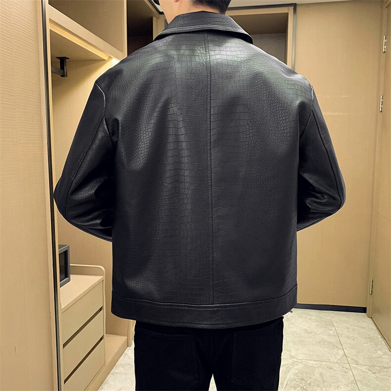 秋冬2024轻熟抖音夹鳄鱼皮夹克皮衣明线外套男JK-3057-P130,男装夹克,电商A236