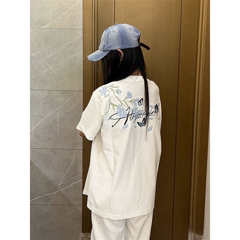 万针全刺绣解构设计260克重磅双纱纯棉高品质美式高街短袖T恤特35图片