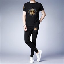 爸爸装冰丝运动套装男夏季休闲短袖夏天中年夏装中老年男装两件套，男装休闲套装，电商B212（原钱塘6029）