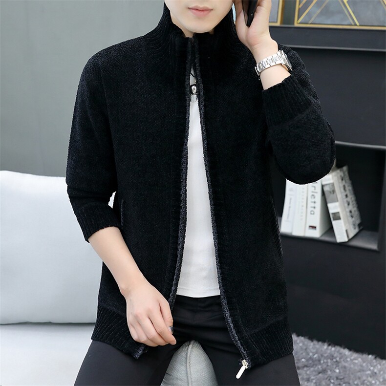 品质好秋冬季新款男士休闲毛衣立领外套百搭加绒雪尼尔8811-P50,男装针织衫/毛衣,星座1706